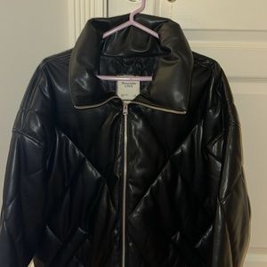 Abercrombie & fitch vegan leather puffer jacket